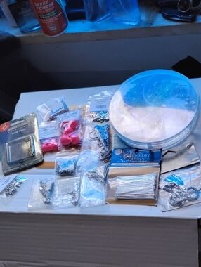 Assorted Jewelry Making Supplies - Blue & Silver Accents